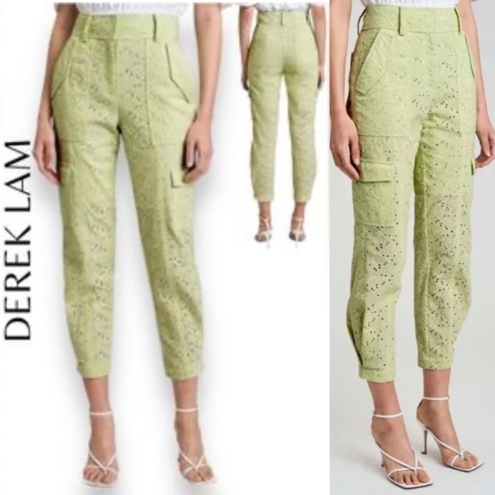 Derek Lam 10 Crosby eyelet cargo light green pants size 4 small women’s nwot